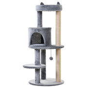 Tiragraffi per gatti 104 cm ¨C Xylo ¨C con grotta, palline gioco, colonne sisal, grigio