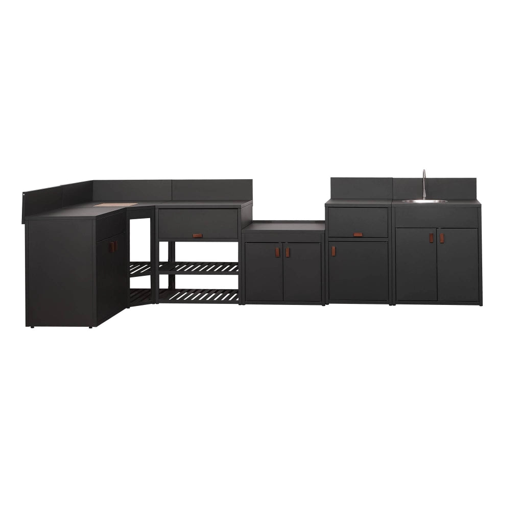 Modulo cucina da esterno in acciaio inossidabile, 6 moduli, nero