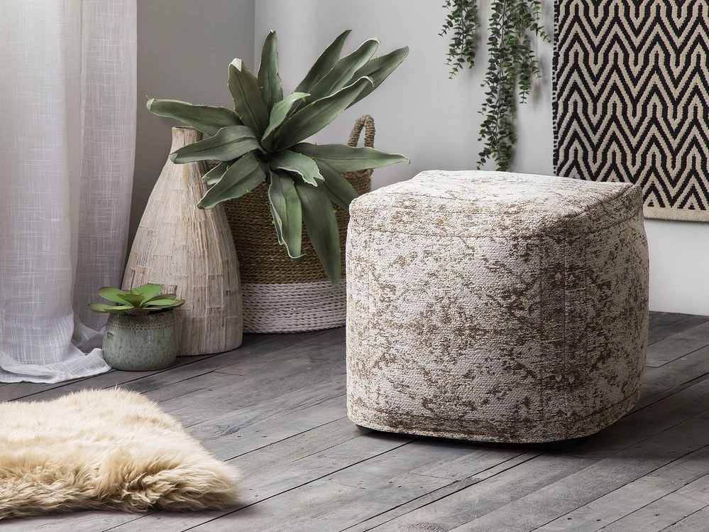 Pouf in cotone marrone modello decorativo Boho rustico soggiorno