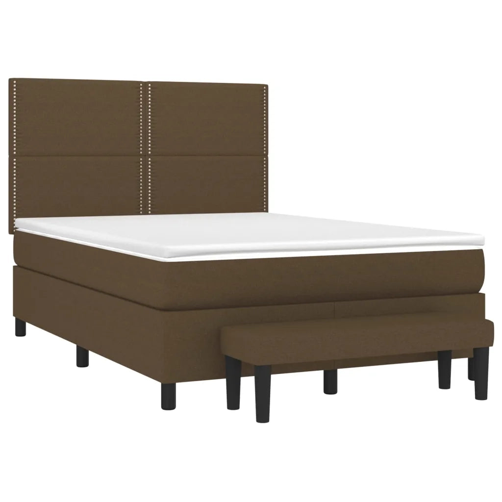 Giroletto a Molle con Materasso Marrone Scuro 140x190cm Tessuto 3136512