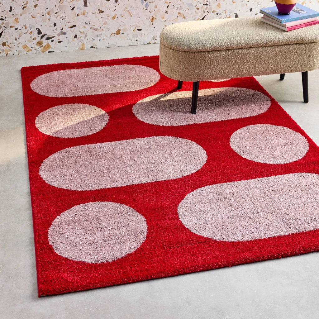 Tappeto da interno con motivo moderno, rosso, rosso