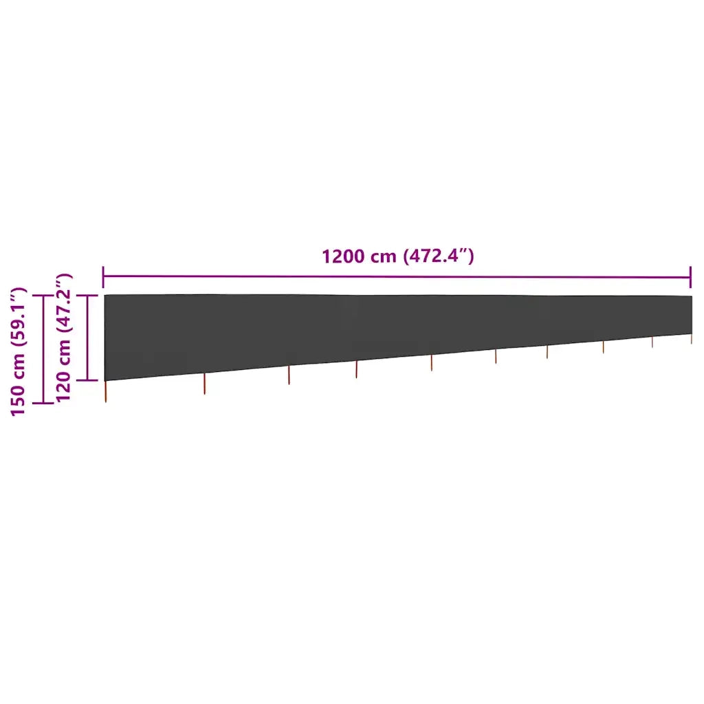 Paravento a 9 Pannelli in Tessuto 1200x120 cm Antracite CFW6704950