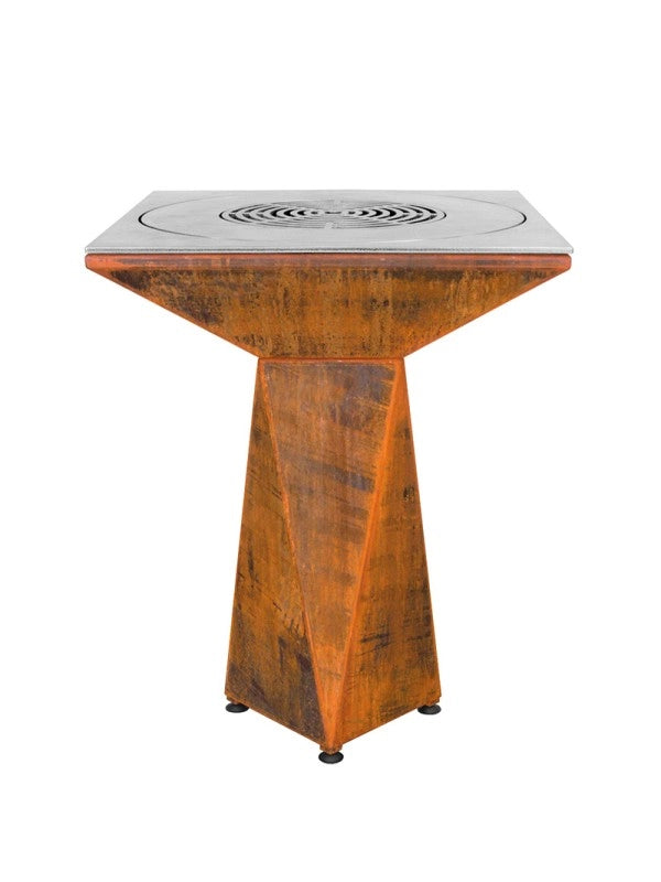 Braciere da giardino, Barbecue con foro per wok e griglia con gambe in acciaio - G1 Basic corten