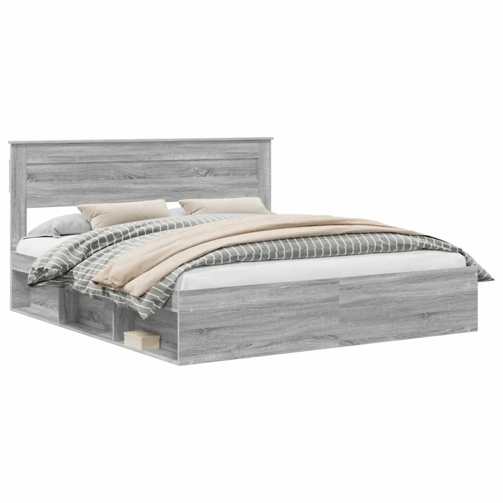 Struttura del letto Grigio Sonoma 200 x 200 cm Pino massello 3409724