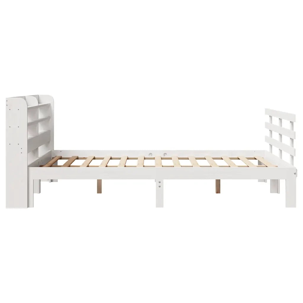 Giroletto con Testiera Bianco 135x190 cm Legno Massello di Pino