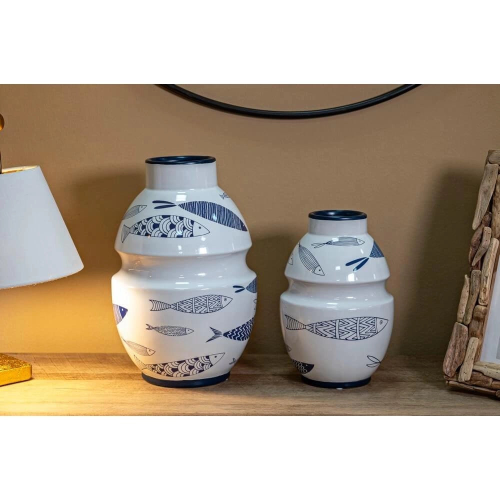 Vaso Ceramica Piccolo Pesci cm diam 15X24 - FISH
