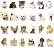Magnetizzatori per frigorifero, 24 pezzi, emoji per gatti e cani, magnetizzatore per frigorifero, gatti carini, animali carini, magnetizzatori per frigorifero per frigorifero, ufficio, lavagna bianca