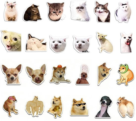 Magnetizzatori per frigorifero, 24 pezzi, emoji per gatti e cani, magnetizzatore per frigorifero, gatti carini, animali carini, magnetizzatori per frigorifero per frigorifero, ufficio, lavagna bianca