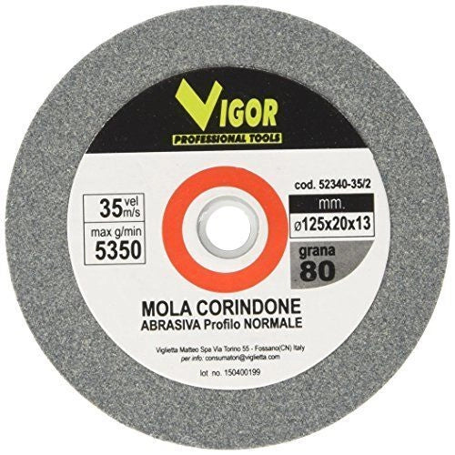 Vigor Blinky 8011779365742 Mola Abrasiva Corindone A96 Grana 80 125x20x13 mm per Metalli