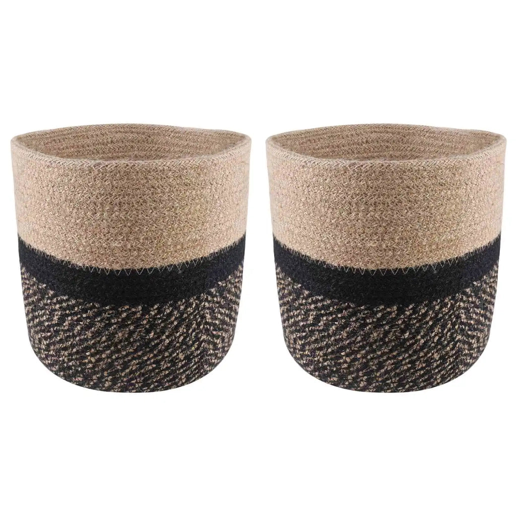 2 pz Set di Fioriere | Cassetta per fiori | Vasi per Piante Naturale e Nero ? 21 x 21 cm