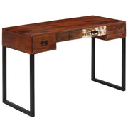 Scrivania Legno Massello di Sheesham e Vera Pelle 117x50x76 cm cod mxl 66911
