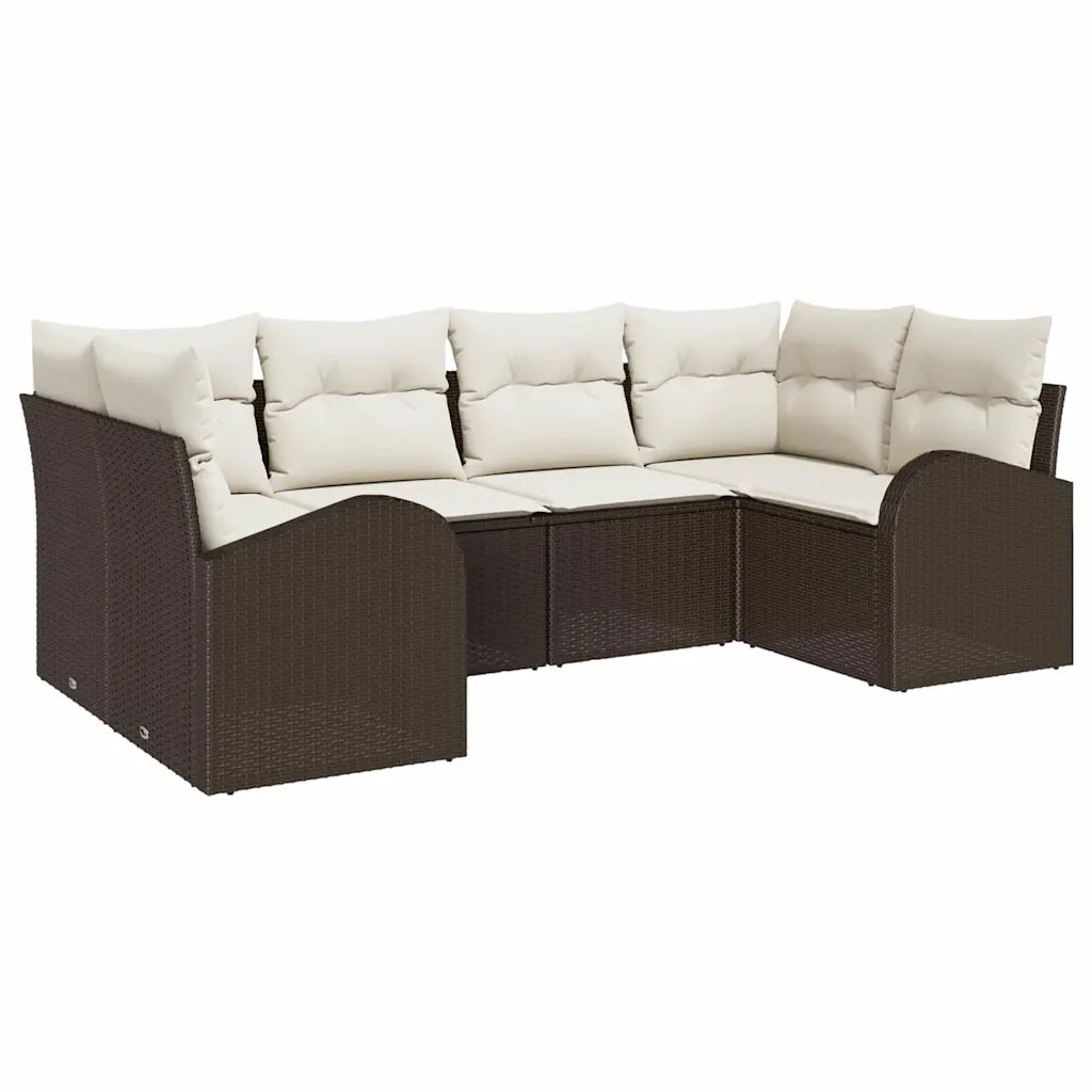 Set Divano da Giardino 6 pcs Marrone Rattan in Polipropilene 3346178