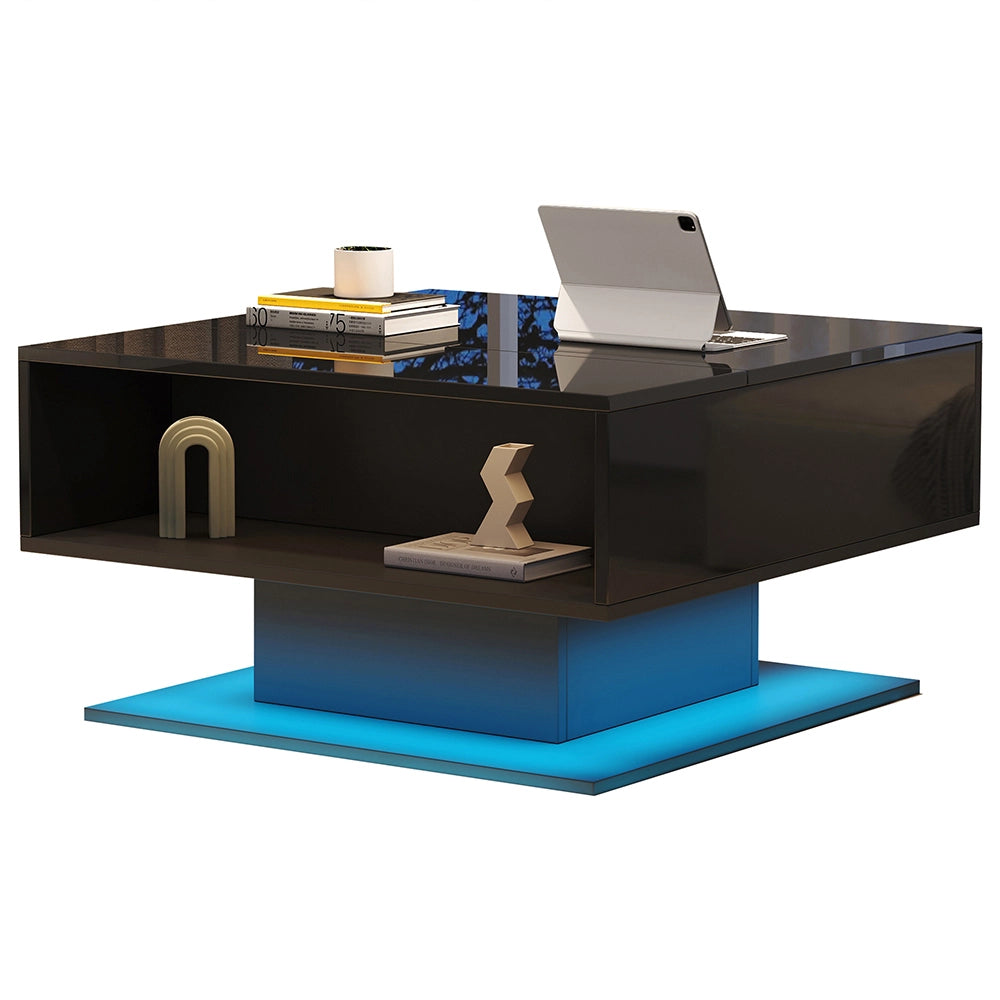 Tavolino idraulico - Xylo - 80x77cm design geometrico nero