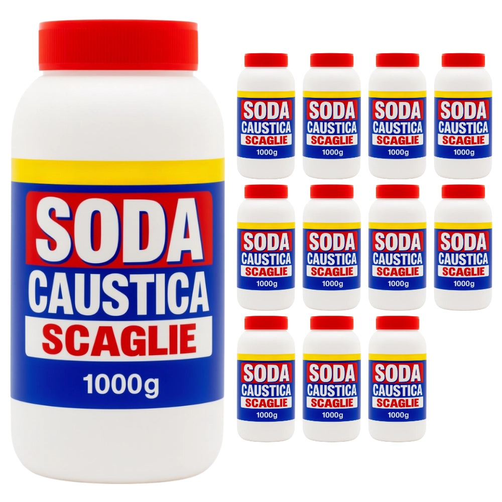 Detergente soda caustica a scaglie 1 kg idrossido di sodio 12 pezzi *** prod tipo 1, confezione 1