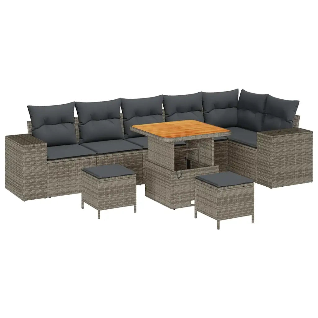 Set Divano da Giardino con cuscino 9 pcs Grigio polyrattan 3363973