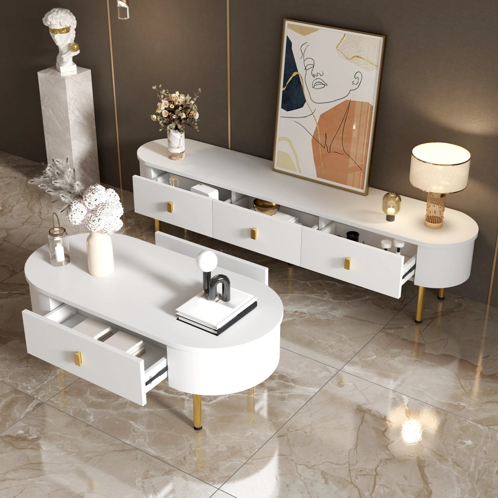 Lowboard bianco in MDF lunghezza 174 cm