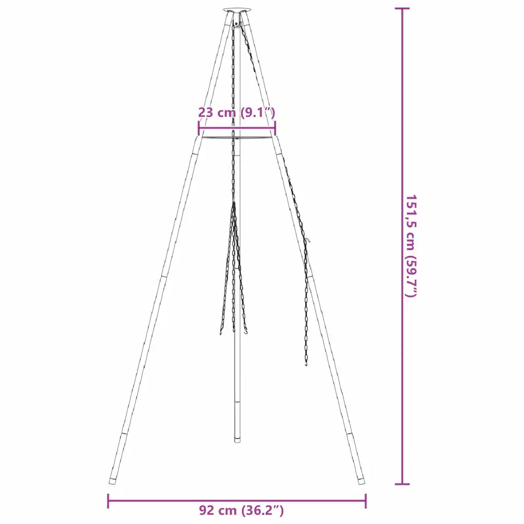 Treppiede da Campeggio Nero 92 x 92 x 151,5 cm Acciaio 42010328
