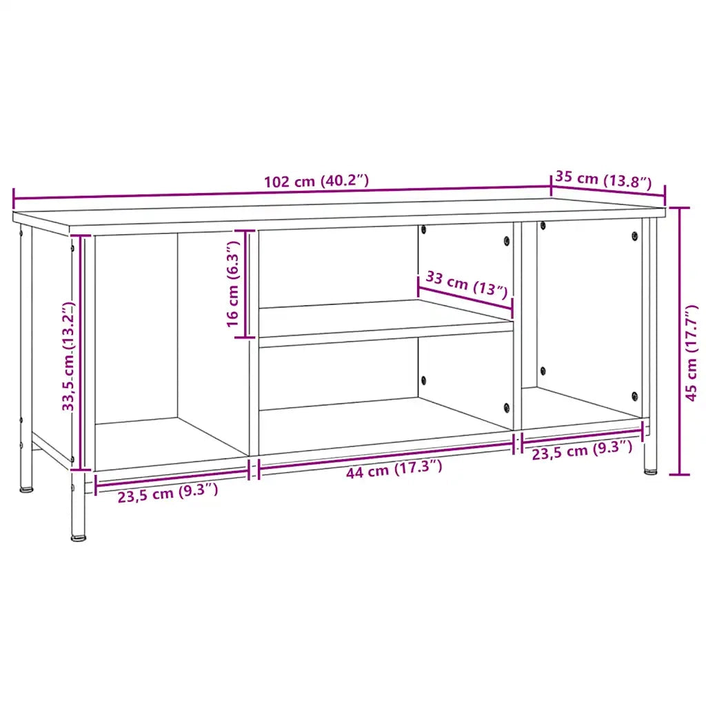 Mobile TV Rovere Fumo 102x35x45 cm in Legno Multistrato 826287