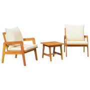 Set bistrot con cuscino 3 pz | Set Salotto da Giardino Marrone Legno di Acacia Massello