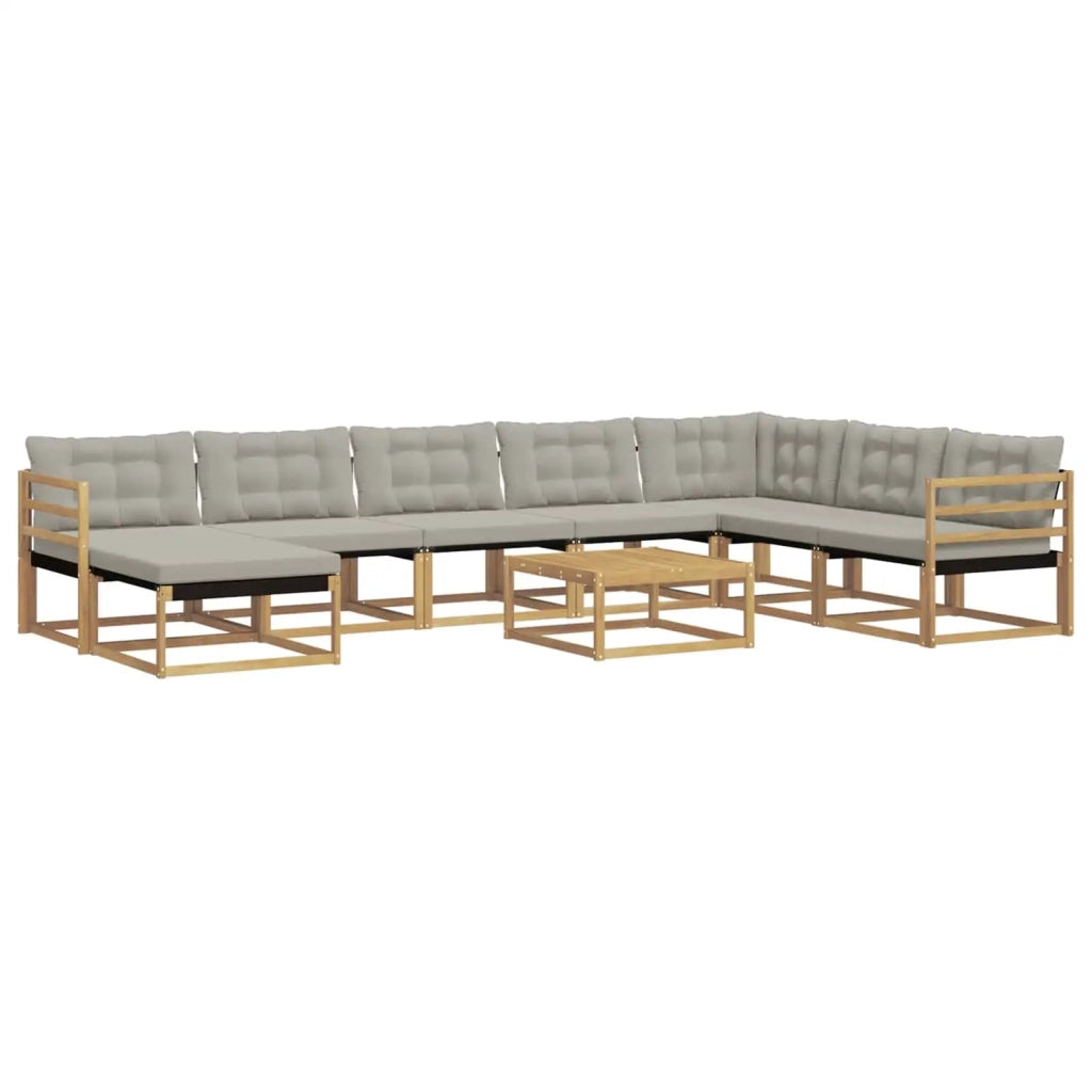 Set di divani da esterno 9 pcs Bianco e Grigio Chiaro 3388985