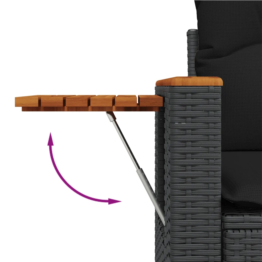 Divano da Giardino con Cuscini a 2 Posti Nero in Polyrattan 365994