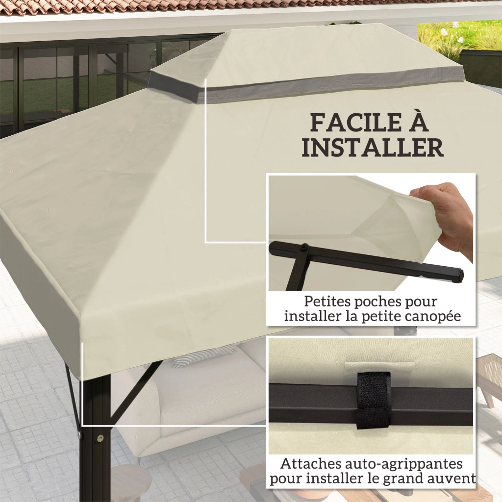 Telo di ricambio per gazebo 4x3m a 2 livelli ¨C Xylo ¨C protezione UPF30+ crema