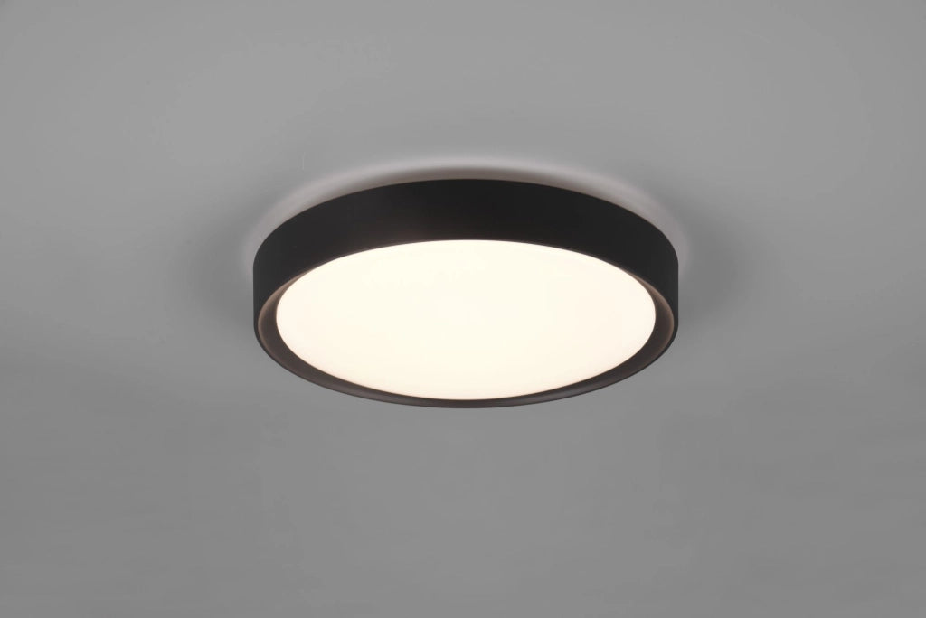 CLARIMO H2O PLAFONIERA LED 18W 1850lm, 3000K BORDO NERO OPACO IP44 D.33CM DA BAGNO