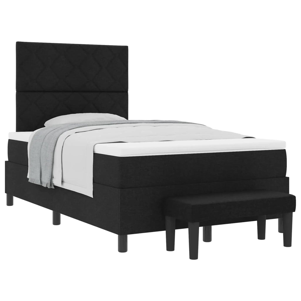 Letto a molle con materasso Nero 120 x 200 cm Tessuto