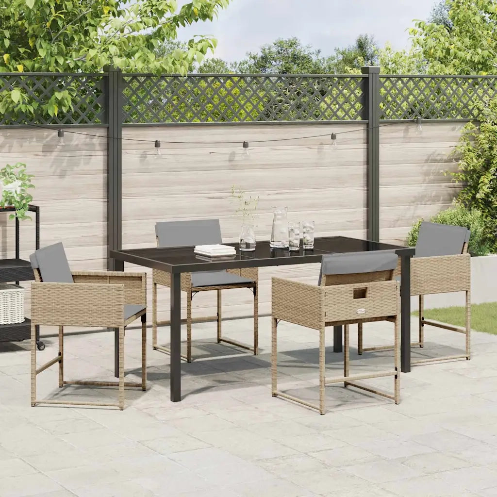 Set da Pranzo per Giardino 5 pcs Beige polyrattan