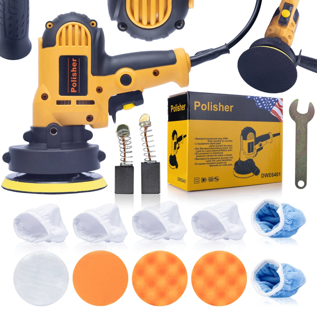 Polisher Auto Rosfix Set – 10 Panni Inclusi | 700W, 600-3700 RPM, Ø125mm | Per Auto, Legno, Metallo, Plastica
