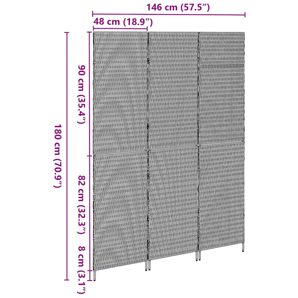 Divider per stanze Marrone 146 x 180 cm polyrattan 42003669