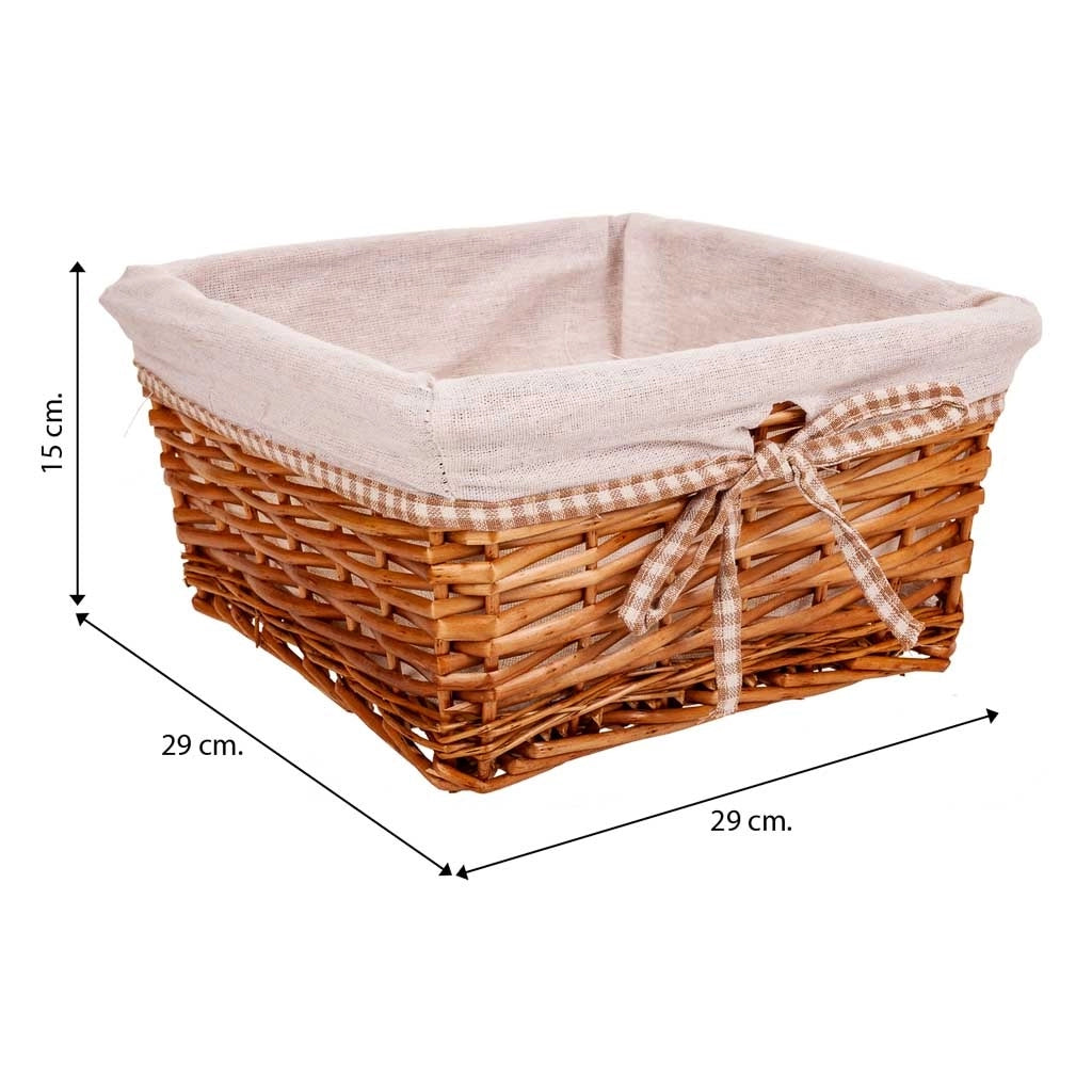 Set di 3 cestini in vimini foderati marroni