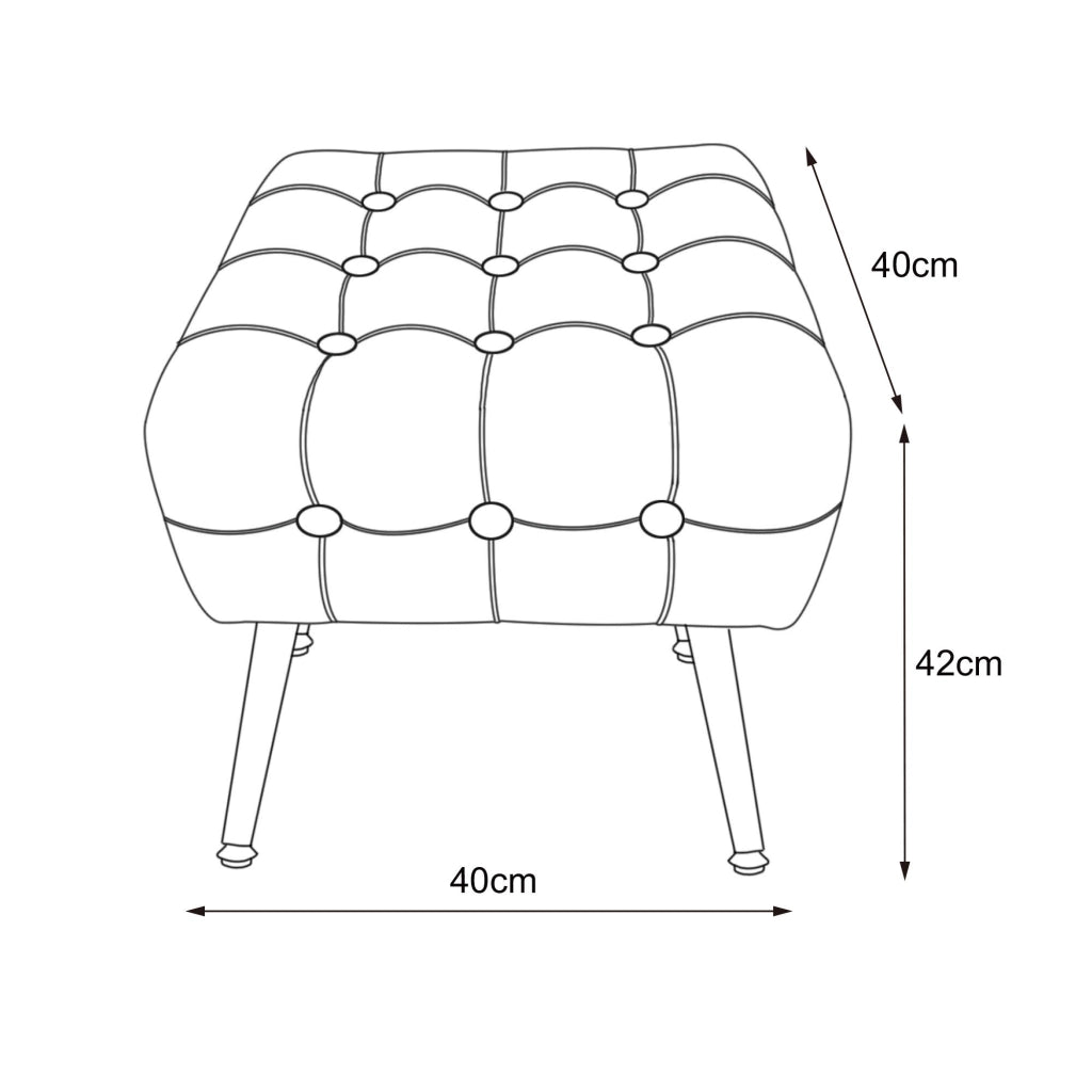 Pouf sgabello in velluto trapuntato 40 cm QUADRA Rosa Cipria