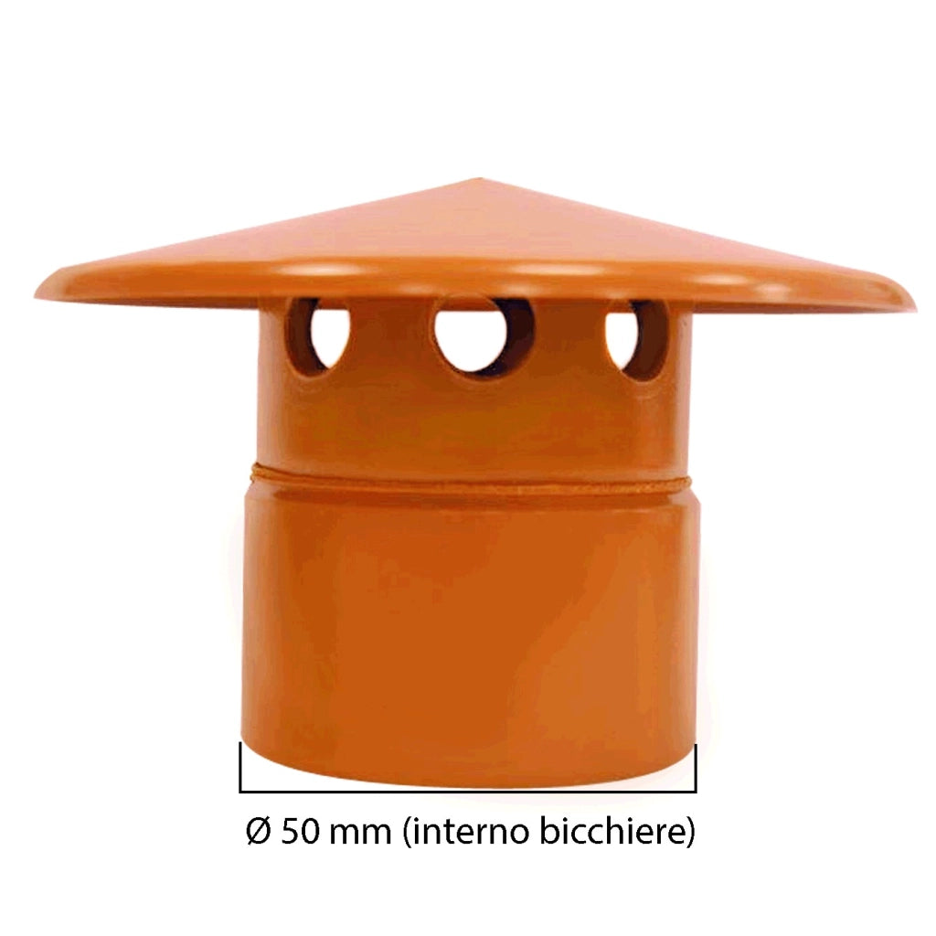 Testa esalatore  in pvc : Colore - "Tegola" - RAL 8023, Diametro - 50