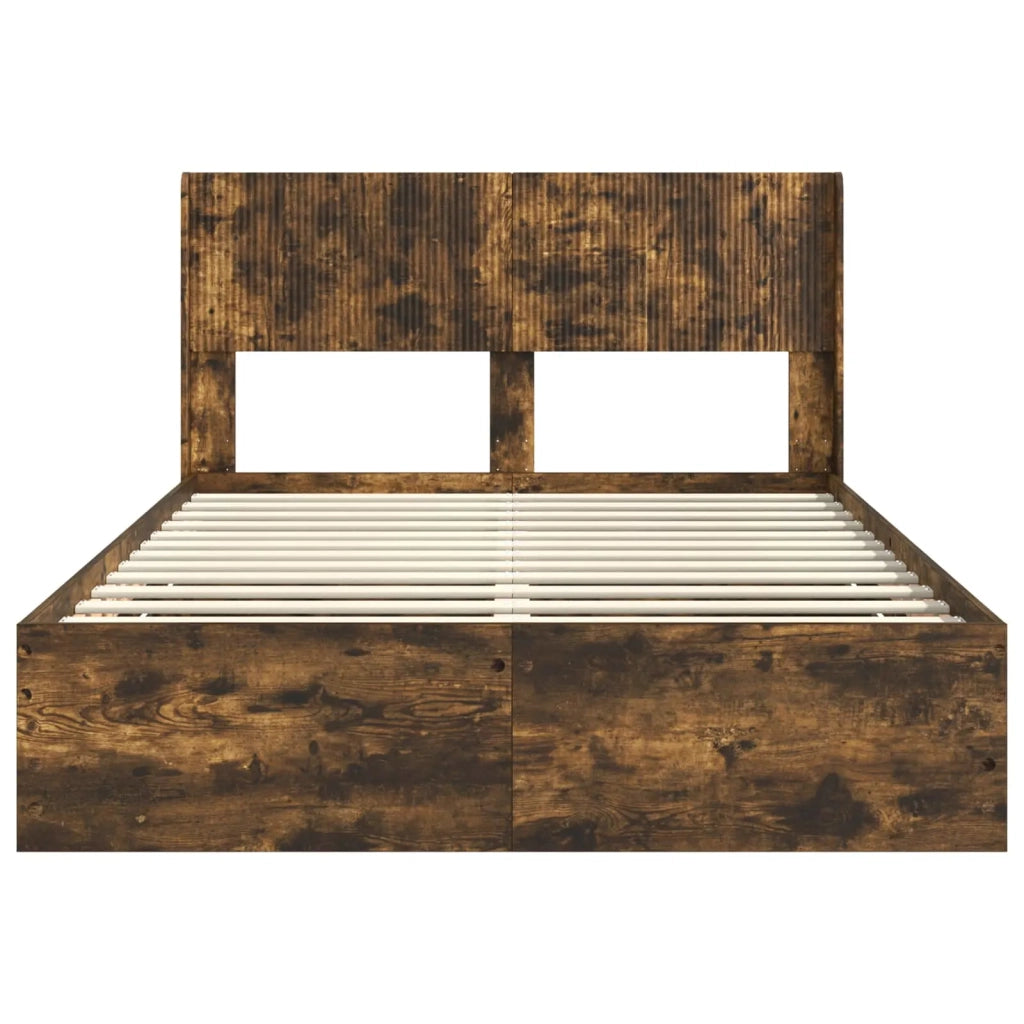 Struttura del letto con stoccaggio e testata Rovere Fumo 3414315