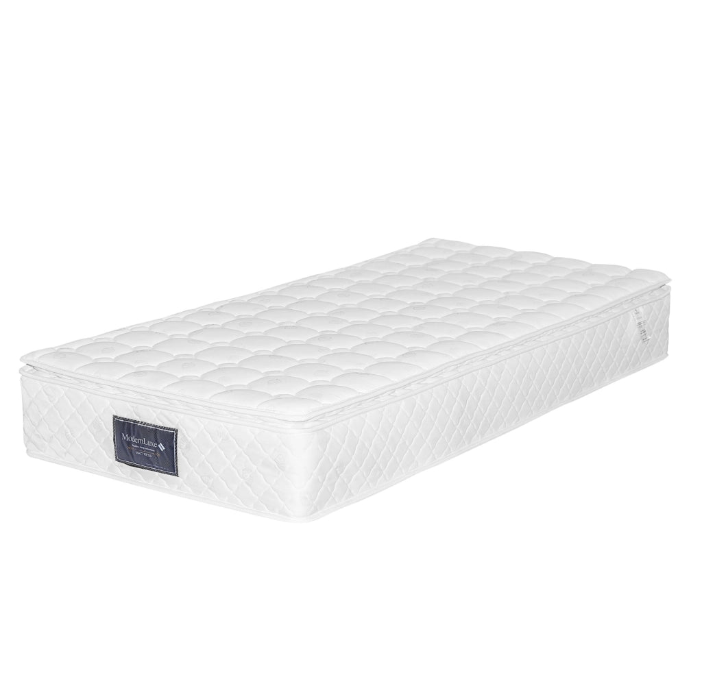 Materasso a molle insacchettate e schiuma a 7 zone; altezza 25 cm; rivestimento bianco in poliestere