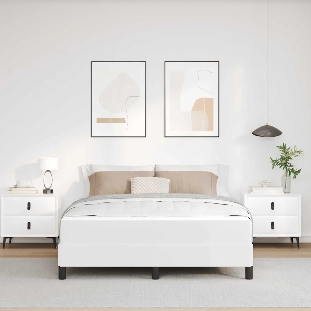 Struttura del letto-Giroletto-Rete del Letto Bianco Puro 160 x 200 cm Tessuto