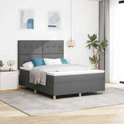 Letto a Sorgente LED Grigio scuro 140 x 190 cm Tessuto