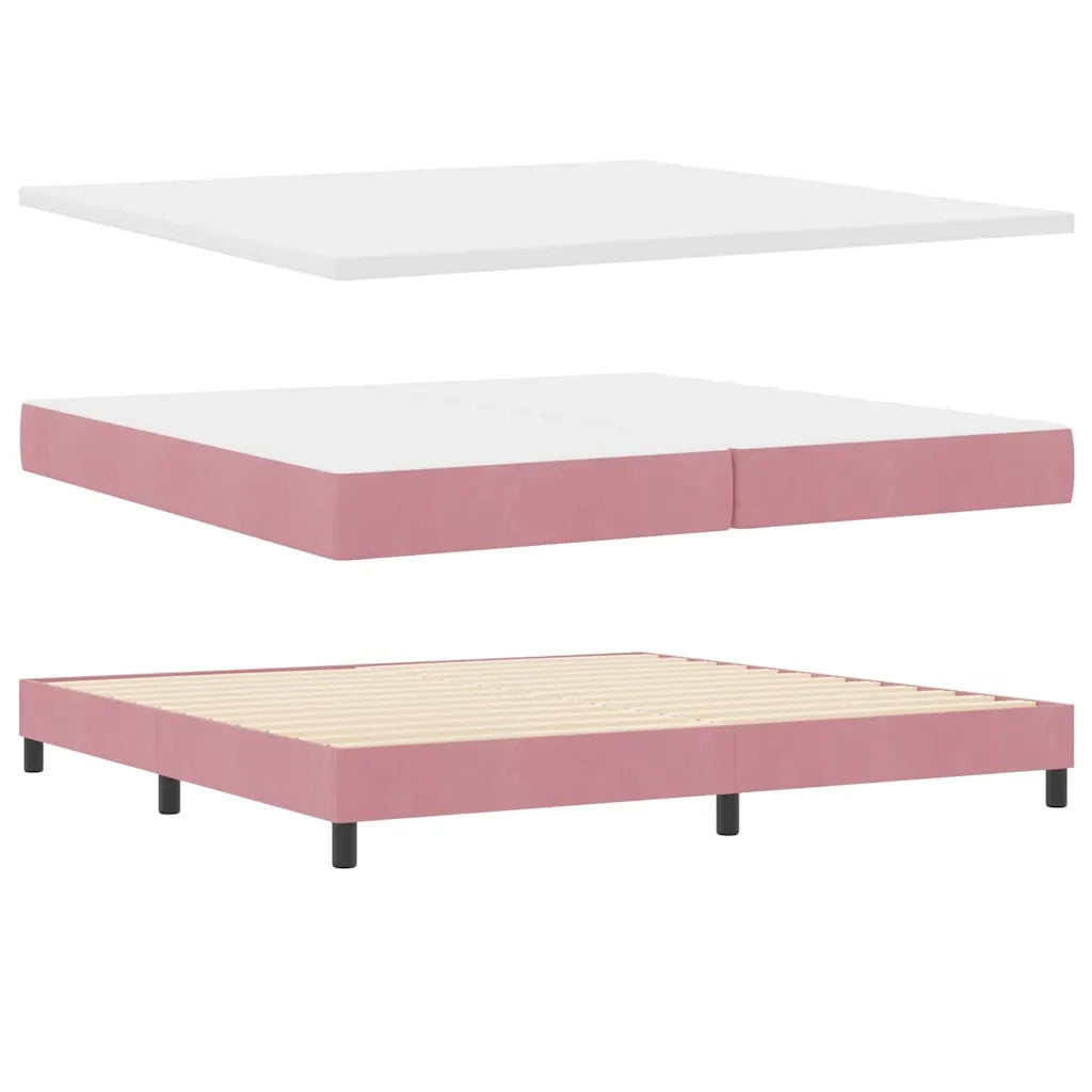 Letto a Sorgente LED con materasso Rosa 200 x 200 cm Velluto