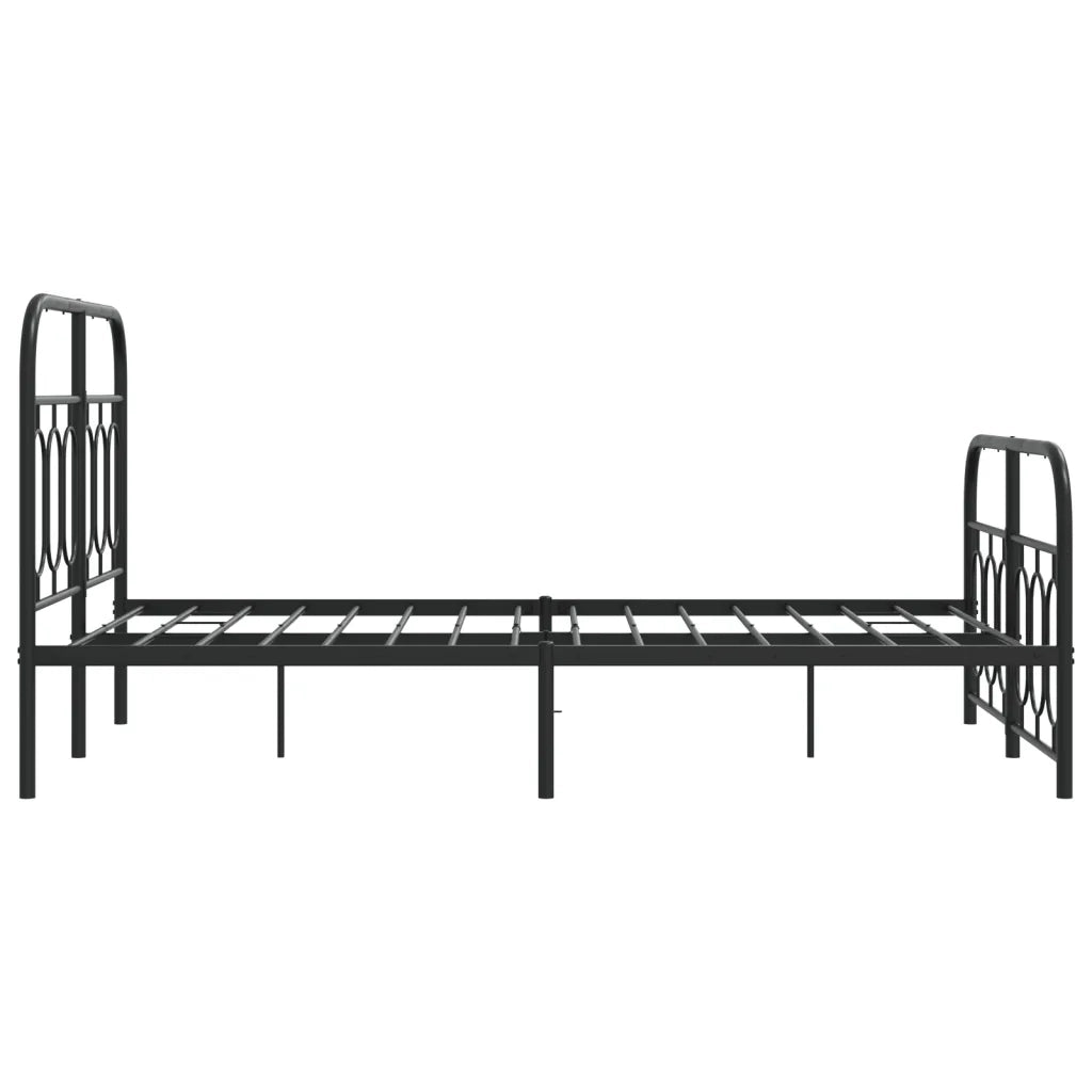 Letto matrimoniale | Letto per adulti | Giroletto con Testiera e Pediera Metallo Nero 120x190 cm