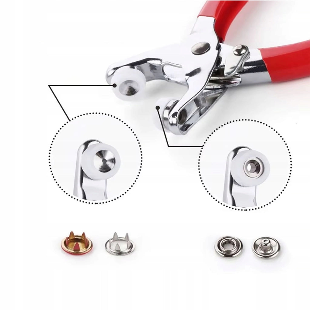 Set di Accessori SnapPro Color 200 – 200 Bottoni e Rivetti Colorati con Pinza | Per Tessuti, Abbigliamento e Fai da Te