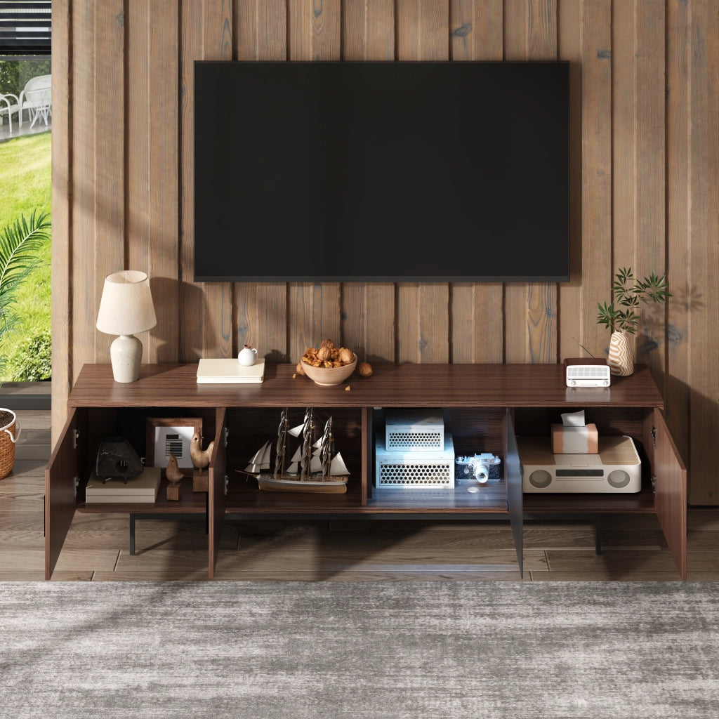 MOBILE TV 200x35x53 cm con LED Bluetooth MDF Nero e Noce