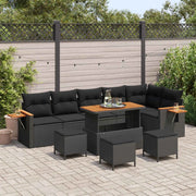 Set Divano da Giardino con cuscino 12 pcs Nero polyrattan