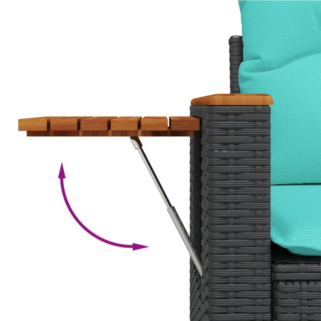 Set Divani da Giardino con Cuscini 8 pz Nero in Polyrattan 3227086