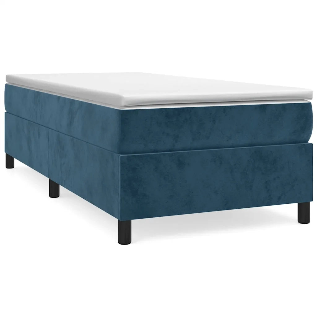 Letto singolo | Letto per adulti | Giroletto a Molle con Materasso Blu Scuro 100x200 cm in Velluto
