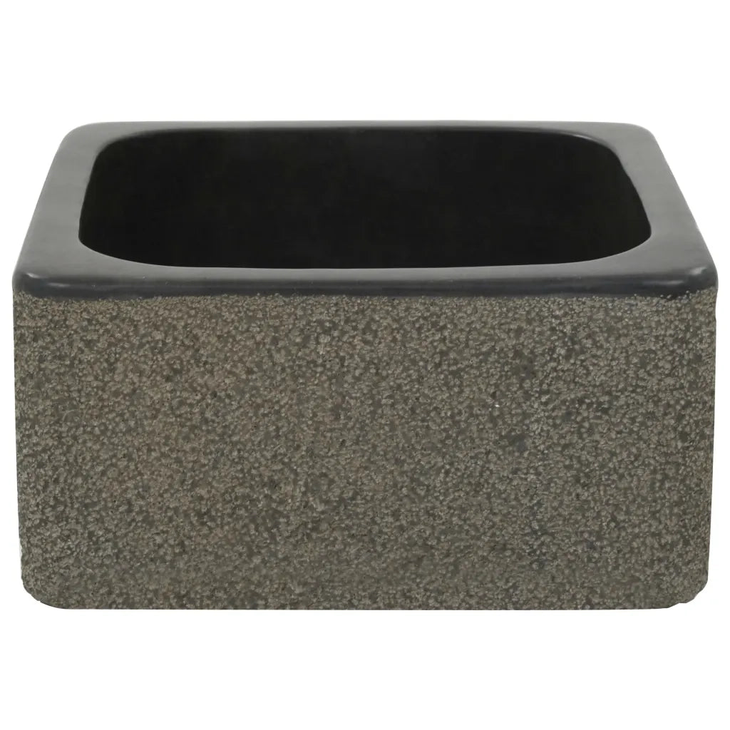 Lavandino-Lavabo-Lavello 30x30x15 cm in Pietra di Fiume Nero