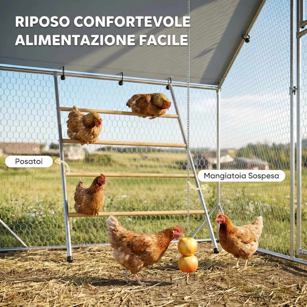 Recinto per Galline 6m2 ¨C Minimal ¨C Argento 3x2x1.9m