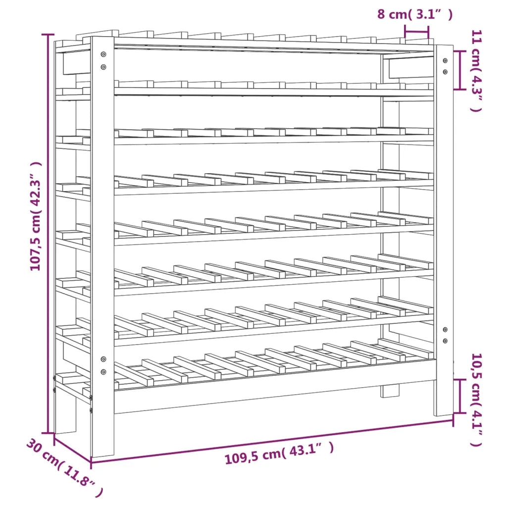 Portavini 109,5x30x107,5 cm in Legno Massello di Pino 822536