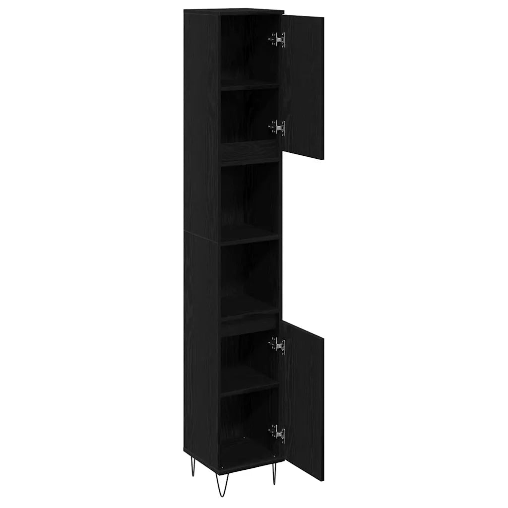 Mobile da Bagno Rovere Nero 30 x 30 x 190 cm Legno multistrato 862882