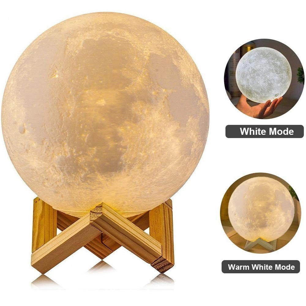 Trade Shop - Lampada Led 3d A Forma Di Luna Usb Luna Luce Regolabile Notturna Con Filo -